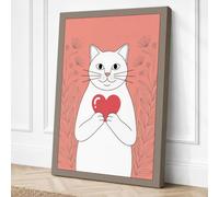 Cat's Tender Heart Modern Canvas Wall Art Print 24x16 Inch (61 x 41 cm)