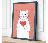 Cat's Tender Heart Modern Canvas Wall Art Print 30x20 Inch (76 x 51 cm)