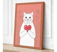 Cat's Tender Heart Modern Canvas Wall Art Print 36x24 Inch (91 x 61 cm)