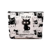 Cats Themed Gifts, Black Cat Makeup Bag, Cat Mom Gifts for Women, It s Fine Cat Bag, Cat Gifts for Women, Cosmetic Bag Pouch for Girlfriend