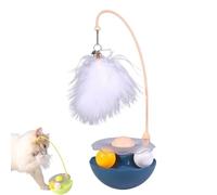 Cats Toys Interactive Cat Toy with Catnip Feather Teaser & Track Balls Automatic Rotating Multi Functional Cat Feather Toys To Stimulate Hunting Instincts for Indoor Cats Exercise (Blue,One Size)