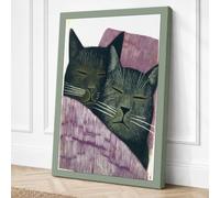 Cats Under Blanket Boho Canvas Wall Art Print 24x16 Inch