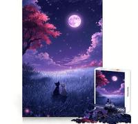 Cats Under The Moonlight 1000 Piece Puzzle For Teenagers Mental Exercise Mind Calming Fun Snug Lock Holiday Treat size 38x26cm