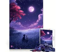 Cats Under The Moonlight Jigsaw Puzzles for Teenagers 1000 Mind Exercise Peaceful Fun Exact Cut Unique Xmas Gift size 50x75cm