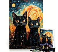 Cats Under The Stars Jigsaw 1000 Pieces for Teenagers Thought Training Leisure Activity Snug Fit Great Gift size 50x75cm