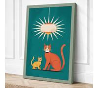 Cats Under the Sun Modern Canvas Wall Art Print 18x12 Inch (46 x 30 cm)
