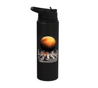 Cats Walking in Space Cat Astronaut Mars Planet Cat Lover Stainless Steel Insulated Water Bottle