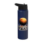 Cats Walking in Space Cat Astronaut Mars Planet Cat Lover Stainless Steel Insulated Water Bottle