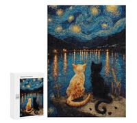 Cats Watching Starry Night Puzzle 1000 Teile Schwer Puzzle Spielzeug Lernspiel Impossible Herausforderungsspielzeug Für Erwachsene Kinder 300 PCS