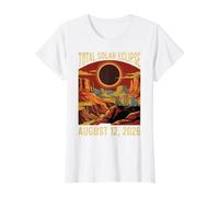 Cats Wearing Total Solar Eclipse Glasses 2026 August Value Graphic T-Shirt, Women, White, XL