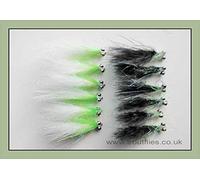 Cats Whiskers Trout Flies, 12 Black & White Shaggy Cats, Size 10, Fly Fishing