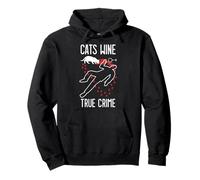 Cats Wine True Crime Fan Funny Cat Lover Crime Scene Pullover Hoodie