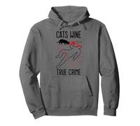 Cats Wine True Crime Fan Funny Cat Lover Crime Scene Pullover Hoodie