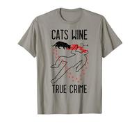 Cats Wine True Crime Fan Funny Cat Lover Crime Scene T-Shirt