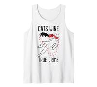 Cats Wine True Crime Fan Funny Cat Lover Crime Scene Tank Top