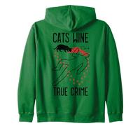 Cats Wine True Crime Fan Funny Cat Lover Crime Scene Zip Hoodie