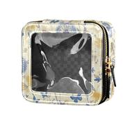 Cats with Cute cute Paw Mini Clear Small Makeup Bag for Women Girls Cosmetic Organizer Case Toiletry with Zipper, Butterflies Dandelions Pattern Butterflies Gold, One Size