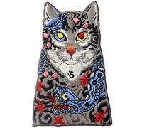 Cats with Snake and Leaves Tattoo Patch Embroidered Applique Iron On Sew On Emblem