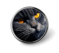 Cats with Yellow Eyes Button Pin Round Alloy Lapel Pins Badges Novelty Funny Enamel Pins Button Lapel Personalized Pinback Button Badges Cute Brooche Pin for Backpacks Jackets Bags