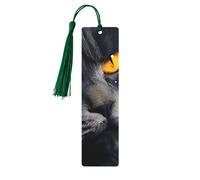Cats with Yellow Eyes Wooden Bookmark Book Lovers Tassels Crafts Accessories Reading Book Club Party