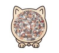 Cats Wooden Puzzle - 135 Piece Colored Cat Shaped Wooden Jigsaw Puzzle,Creative Cat Ornament,for Cats Lovers, Home Decor (Type A)