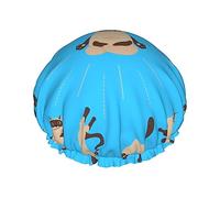 Cats Yoga Pattern Shower Cap & Bath Cap For Women,Reversible Oversized Waterproof Shower Caps Large Designed For All Hair Lengths,Elastic Reusable Bathing Hair Cap