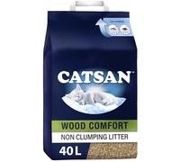 Catsan Wood Comfort Non Clumping Litter, 100 Percent Biodegradable, Extra Absorbent, 20 Litre Bag, Pack of 2