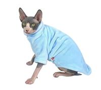 Catsdream Cat Fleece Sweater - Sphynx Clothes, Warm and Comfortable Apparel, Cat's Pajamas Jumpsuit (Blue,XL)