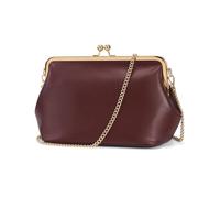 CATSEA Women's Kiss Lock Crossbody Bag PU Large Handbags Kiss Clasp Crossbody Shoulder Bags Tote Purse Messenger Handbag, Wine Red