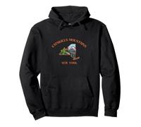 Catskill Mountains Outdoor Landscape Inside NY State Map Pullover Hoodie