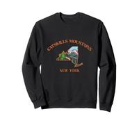 Catskill Mountains Outdoor Landscape Inside NY State Map Sweatshirt