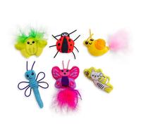Catstages Cute As A Bug Plush Interactive Cat Toys, Bug Themed Kicker Catnip Toys with Feathers, Crinkle, Mesh, 6pk, Small, Multicolored