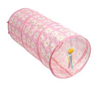 Catstages Tunnel Toy for Indoor Cats, Collapsible Hide & Play Tube with Plush Catnip Toy, Pink Daisy, 28”