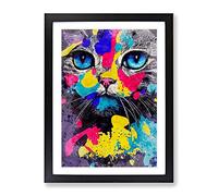 Catt Paint Splash Framed Wall Art Print A2 Black
