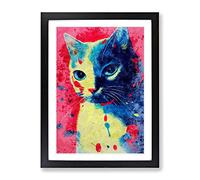 Catt Paint Splash Framed Wall Art Print A2 Black