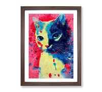 Catt Paint Splash Framed Wall Art Print A2 Walnut