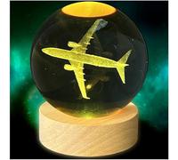 Catta 3D Airplane Crystal Ball Night Light, Remote Control with 16 Colors Change,Plane Decor for Men Boy Kids Room(2.4 Inch)