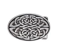 Cattaneo Accessori Metallici ZAMA Belt Buckle Decorated with Celtic Style Braid - for 40 mm Belts - Made in Italy, Antique Silver, Standard 40mm