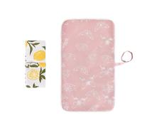 Catteyonce Foldable Baby Changing Mat 2 Pack, Diaper Changing Pad Waterproof Travel Diaper Mat Infant Urinal Pad Baby Changing Kit for Home Travel Outside. (Pink+Yellow)