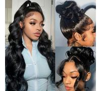 catti 360 Front Wigs Lace Wig Human Hair Body Wave 220 Density HD Front Wig Pre Drawn Human Hair with Lace