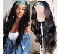 catti Headband Wig Human Hair Wavy for Black Women 28 Inch No Lace Front Brazilian Virgin Hair Glueless Wig Human Hair 150% Density Headband Wig