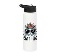 Cattitude Cat Attitude Sassy Royal Majestic Cool Kitten Stainless Steel Insulated Water Bottle