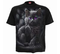 Spiral - Cattitude - Front Print T-Shirt Black - 4XL
