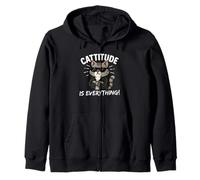 Cattitude Is Everything Cute Kawaii Cat with Attitude Cool Zip Hoodie