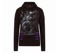 CATTITUDE - Large Hood Ripped Hoody Purple-Black