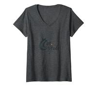 Cattitude: Sassy Feline Spirit for Cat Lovers V-Neck T-Shirt, Women, Dark Heather Grey, S