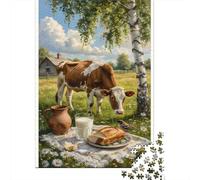 Cattle 1000 Pc Eco-Friendly Paper Cows at Picnic Puzzle Adult Hobbyists Portable Mind Decompression Fun 70x50cm/1000pcs