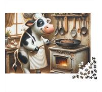 Cattle 1000 Piece Chef Cow Cooking Cardboard Jigsaw Puzzle for Adults 14+ Family Game Night Stress Relief Brain Training 52x38cm/1000pcs