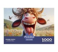 Cattle 1000 Piece Jigsaw Puzzle for Adults Cute Little Cow | Retro Gifts | Happily Jigsaw Puzzles Challenging Beautiful Decoration Puzzle Colourful 100% Recvcled Cardboard52x38cm/1000pcs