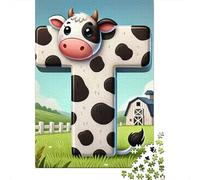 Cattle 1000 Piece Thickened Jigsaw Cow Letter T Puzzle Grown-Ups Easy Store Relaxation Hobby Engaging Brain Teaser 38x26cm/1000pcs